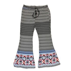 Sugar Lips Women's Semi Sheer Geometric Flare Pull On Aztec Beachy Pants